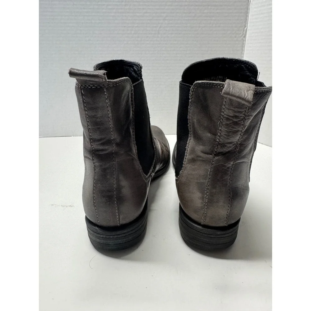 Miz Mooz Lissie Antique Grey Ruched‎ Leather Chelsea Ankle Boots Womens 8.5
